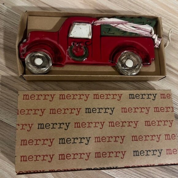Mud Pie Ceramic Red Truck Ornament, NIB - Picture 1 of 1